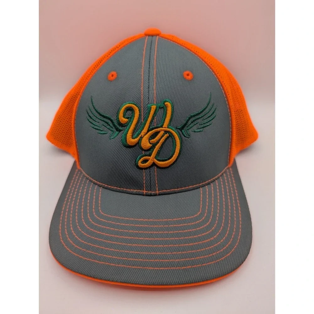 PACIFIC HEADWEAR Fitted‎ Trucker Hat Men's L/XL Orange Grey Cap Pro Model